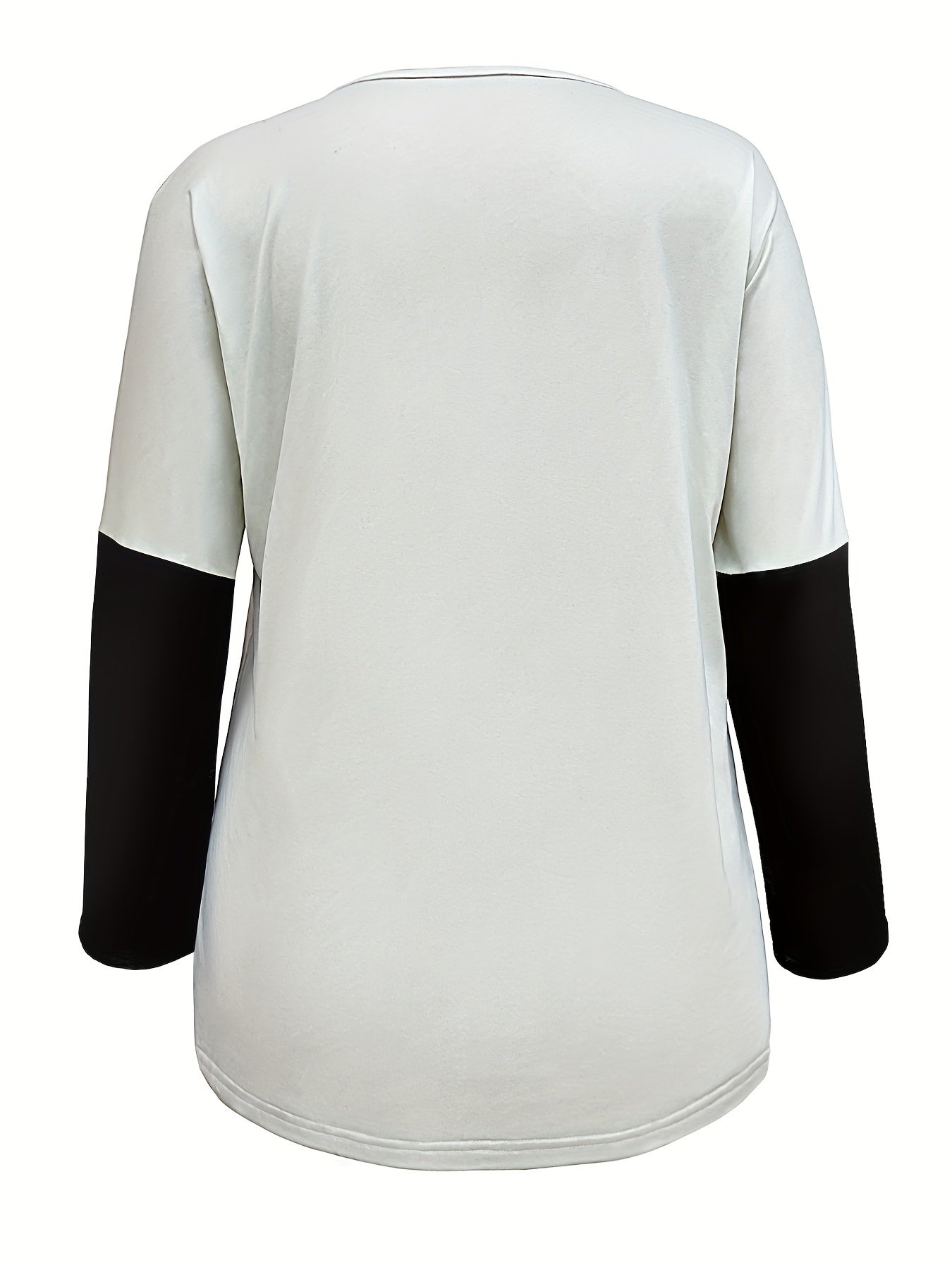 Plus Size Whimsical Cat Print T-Shirt - Relaxed Fit, Flattering V Neck, Long Sleeves - Designed for Curvy Women, Casual Plus Size Clothing for Everyday Wear