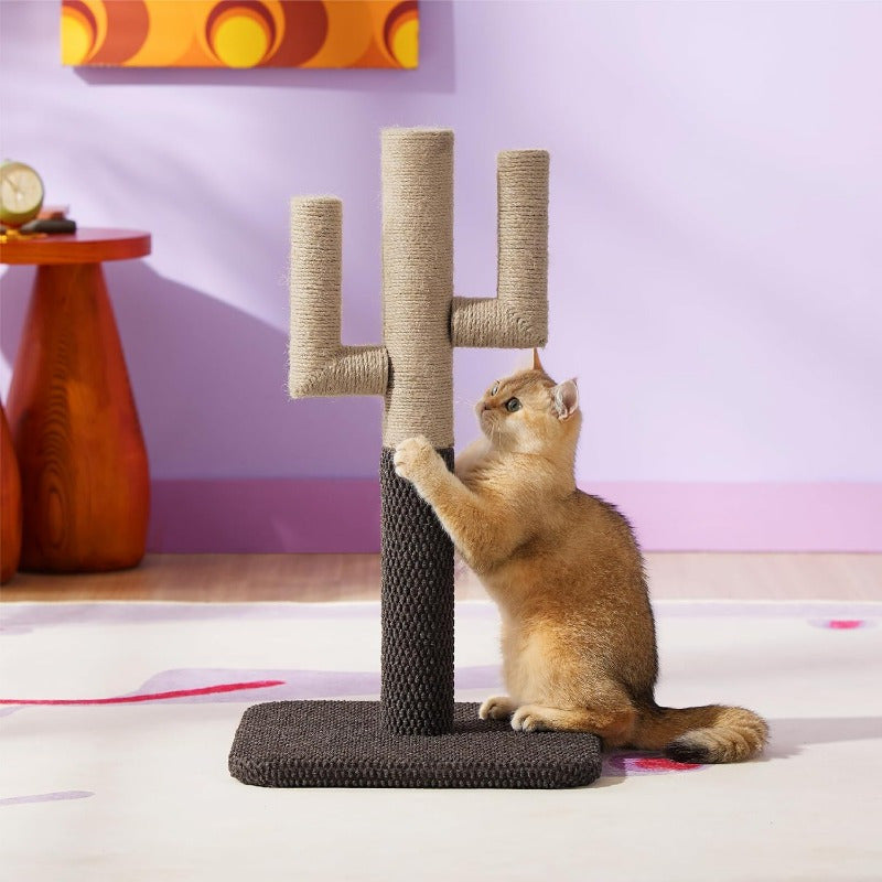 Lesure Medium-Sized Cactus Cat Scratching Post with Durable Carpet Base - Sturdy Kitten Play Tower, 65cm