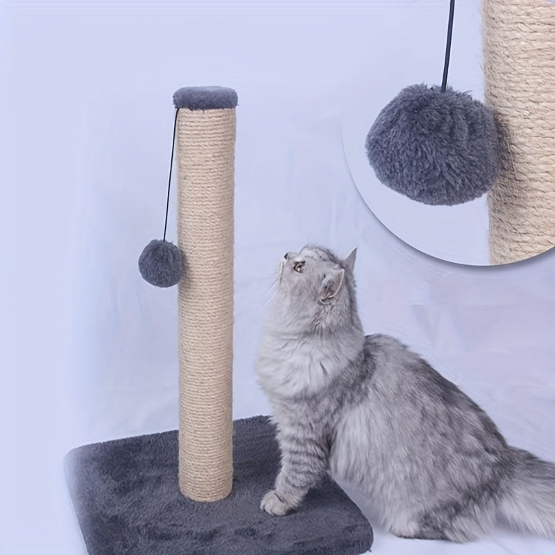 1pc Vertical Sisal Cat Scratching Post, Interactive Scratching Ball Toy, Durable Cat Climbing Frame, Pet Activity Play Station For Cats