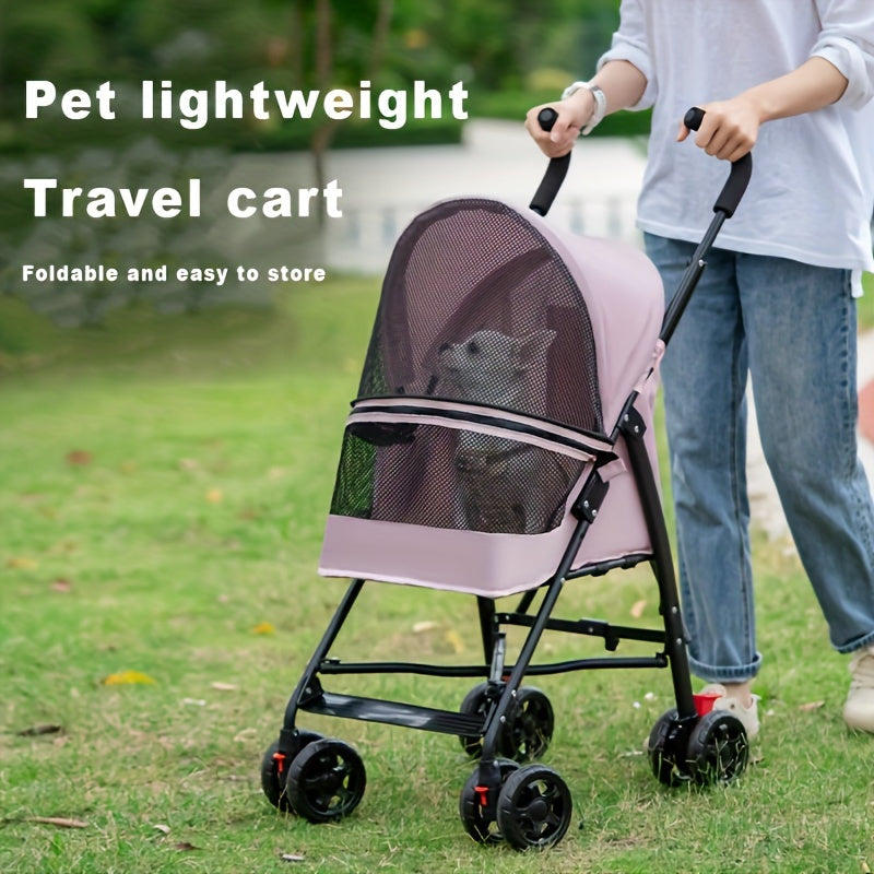 Lightweight & Foldable Pet Stroller for Small Dogs and Cats - Durable Metal Frame, Oxford Fabric, Multiple Colors Available