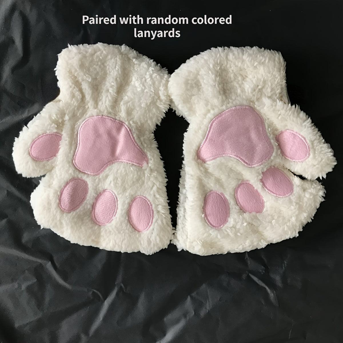 Warm Cute Cat Paw Fingerless Gloves, Winter Gloves