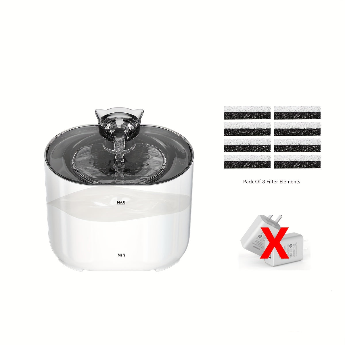 Cat Water Fountain 2.2L/74oz Cat Fountains Ultra Quiet Pet Fountains with Cat-Shaped Spout, Water Fountains for Cats Indoor-Cat Drinking Dispenser,USB power supply, Without Battery