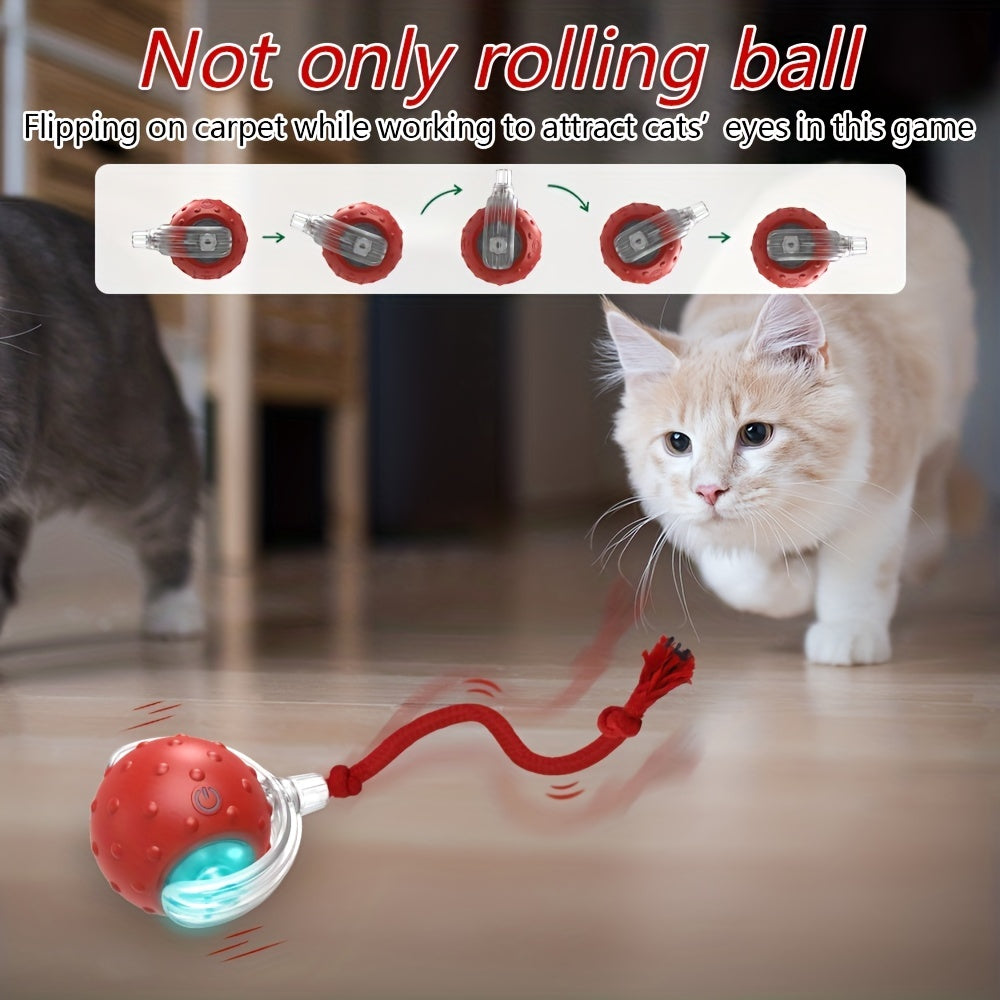 Whisker Whirlwind Interactive Cat Toy - Motion Sensor, Random Rolling, Bird Chirping, Long Tail Teaser - Engaging Kitten Toy for Endless Fun and Exercise