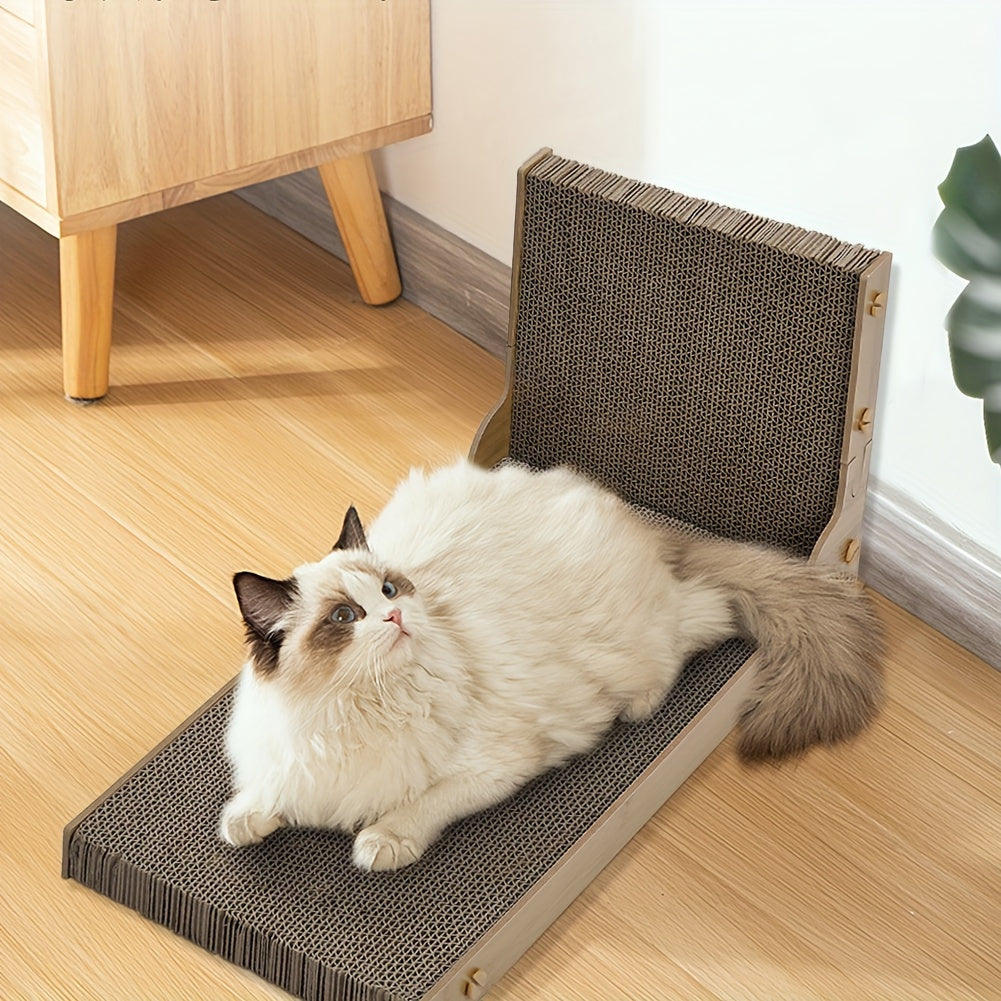 Large Scratching Post Durable Cardboard Scratching Pad For Cats - Replaceable Cat Claw Scratcher With Stand - Interactive Scratching Post Toy For Feline Play And Scratch