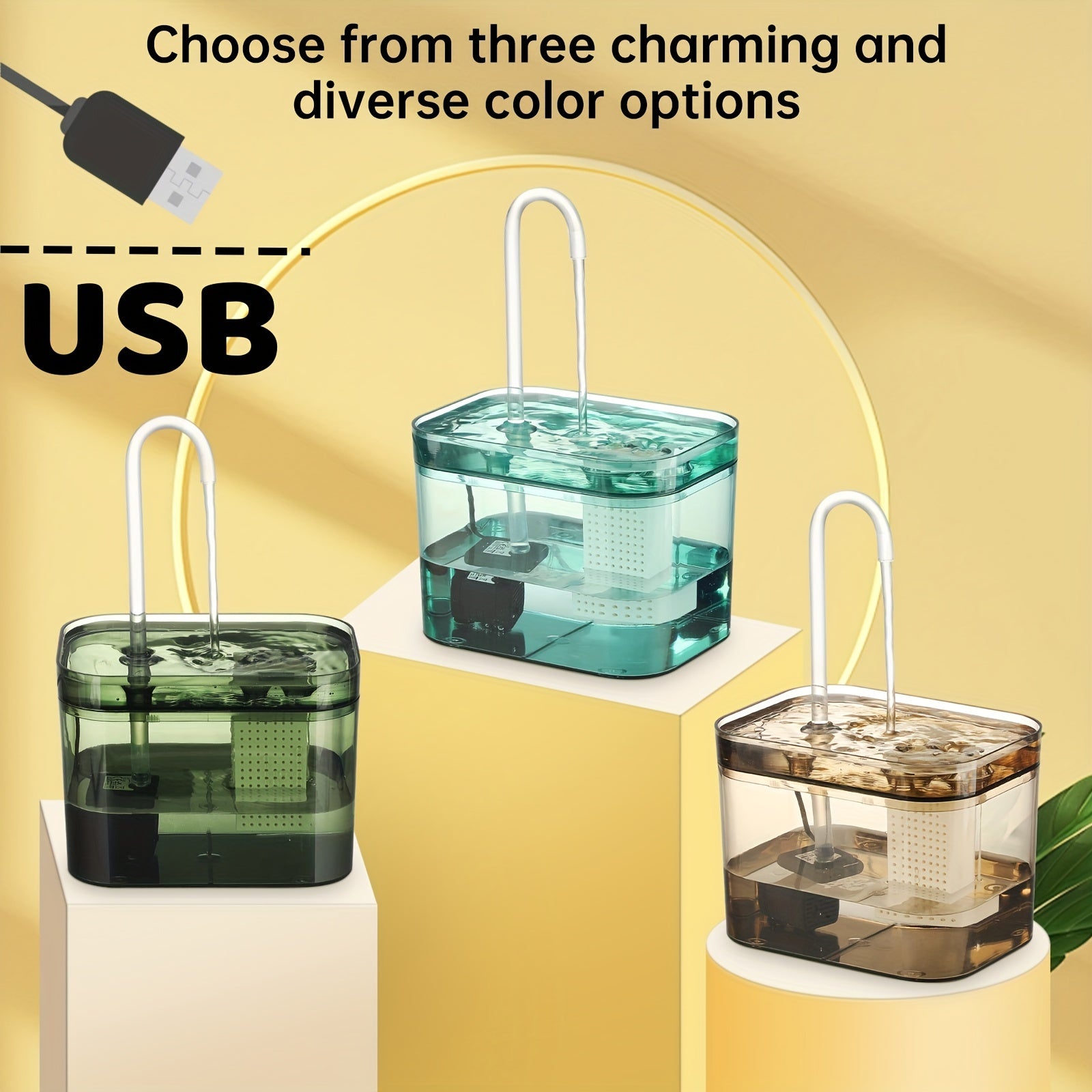 1.5L Cat Water Fountain with USB Power, Quiet Automatic Pet Drinking Dispenser with Circulating Filtration, Non-Battery Operated for Cats - ≤36V Safe Voltage