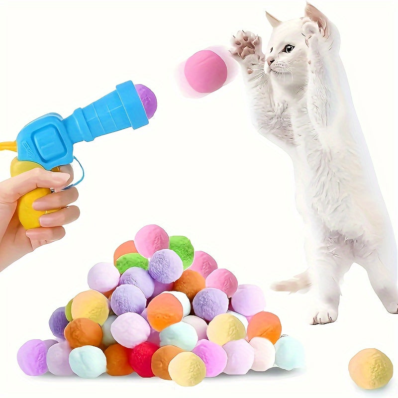 Interactive Cat Launcher Toy with 20 Plush Balls - Quiet, Fun Playtime for All Breeds of Cats & Dogs