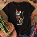 Short Sleeve Cat Print Crew Neck T-Shirt for Women, Casual Spring & Summer Clothing
