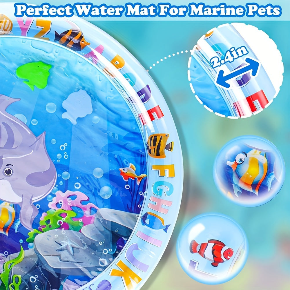 Interactive Water Play Mat for Cats and Small Dogs, Animal Print Splash Pad, Leakproof Durable Plastic Pet Activity Mat for Indoor/Outdoor Fun, Cooling Entertainment Toy for Feline & Canine Enrichment