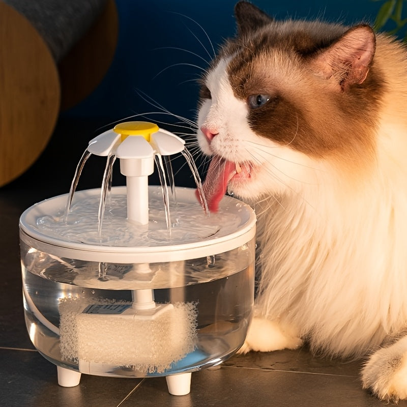 Fountain Flower Cat Drinking Machine Water Dispenser Automatic Recirculation Live Water Flowing Drinking Basin Pet Dog Kitten Water Feeder Large Cap