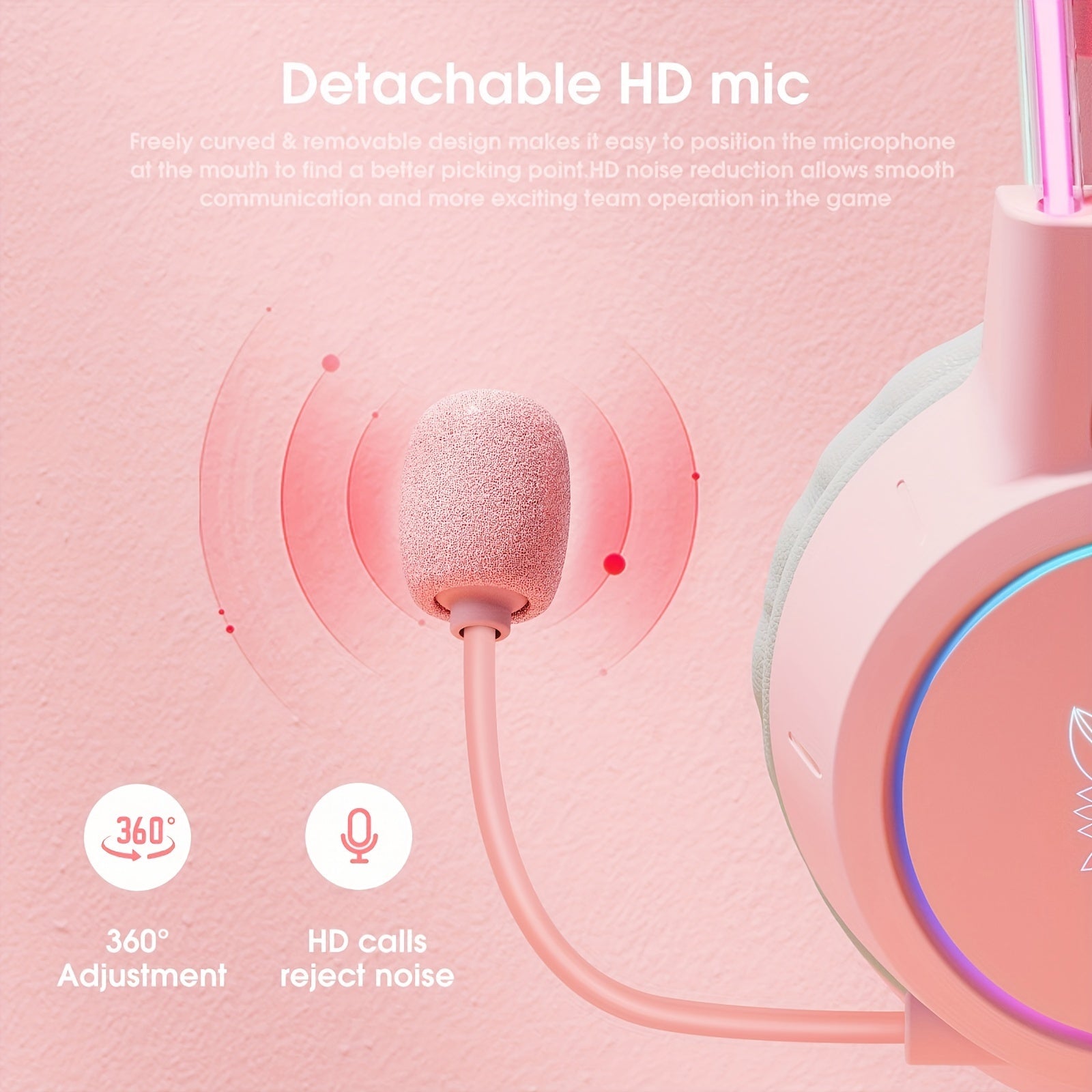 ONIKUMA X15pro Cat Ears Gaming Headset with LED Light-Up Headband, Wired, Noise-Canceling Mic for PC & Laptop