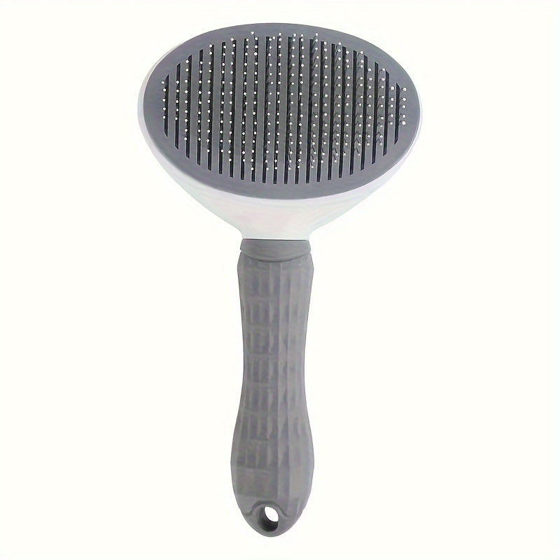 One-Click Easy Clean Pet Hair Remover Brush - Stainless Steel Grooming Rake for Dogs and Cats with No Battery Required