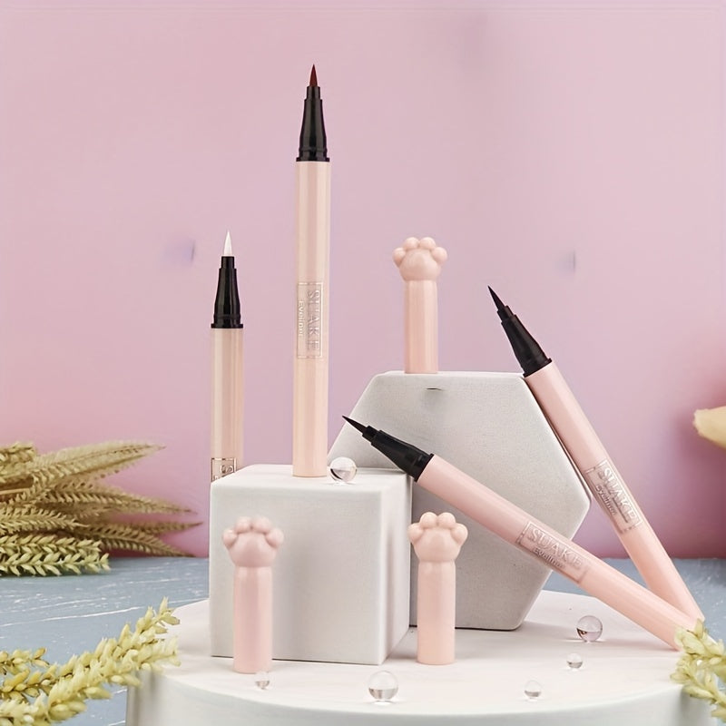 Waterproof Liquid Eyeliner Pen Smudge Proof Long Lasting Eyeliner Pen With Cute Cat Paw Packaging (black And Brown)