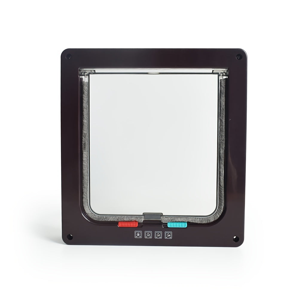 Cat And Dog Door Hole White 4-way Locking Cat Clamshell Door For Indoor And Outdoor Doors Weatherproof Pet Door For Cats And Dogs