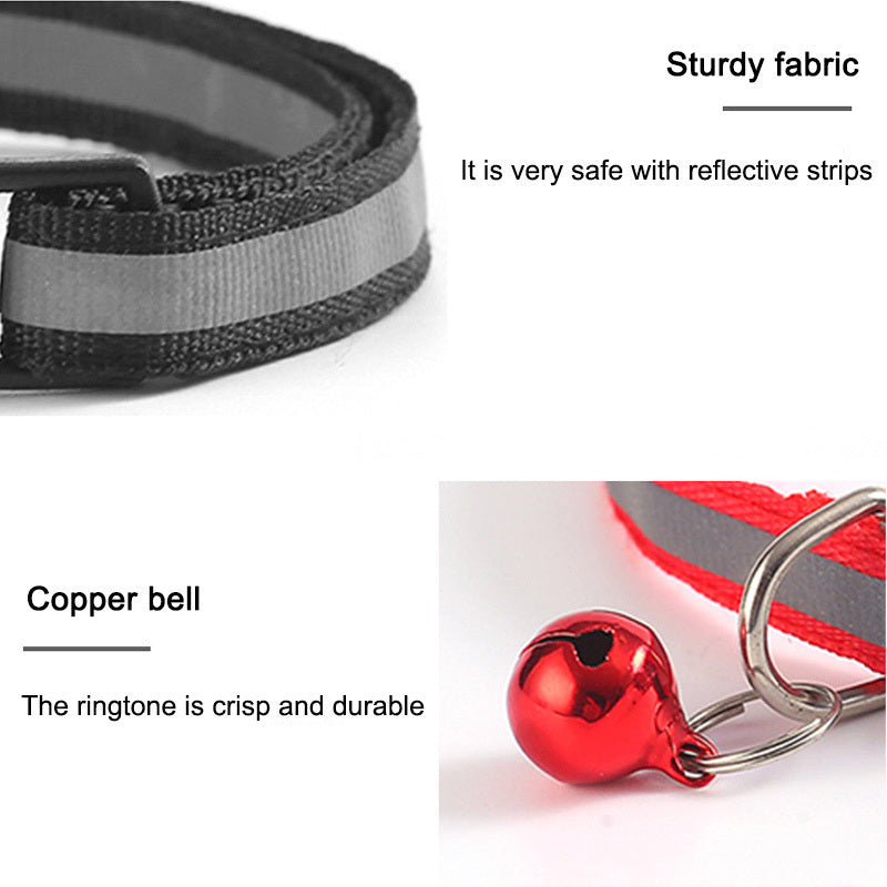 Pet Round Ears Cat Buckle Reflective Cat Head Safety Buckle Separable Cat Dog Bell Collar