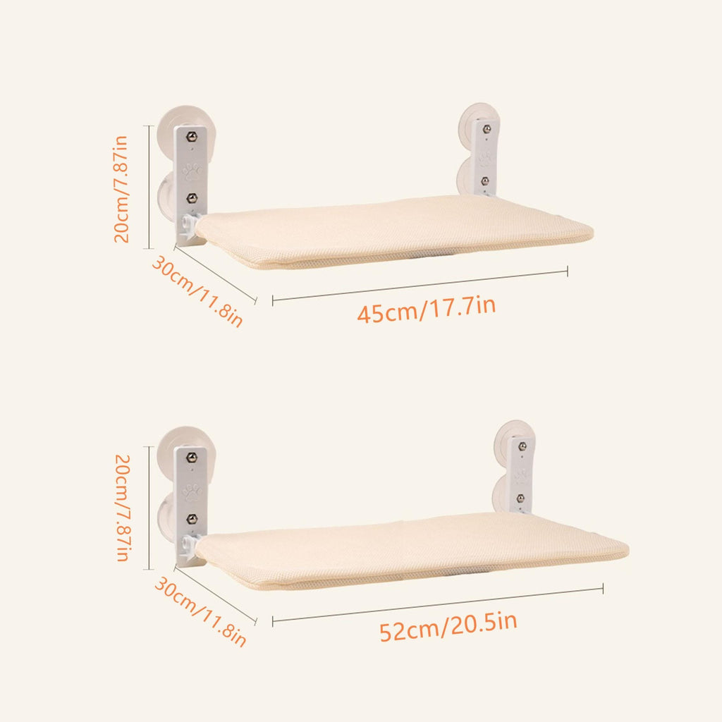[Gray Cat Window Perch] Foldable Gray Cat Window Perch Hammock with Iron Frame and Strong Suction Cups, Indoor Cat Bed Seat