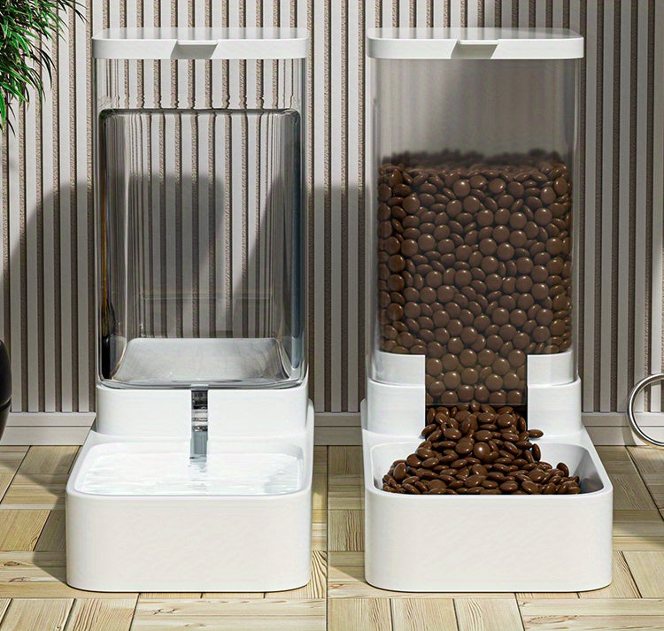 Uncharged Automatic Pet Feeder and Water Dispenser Set for Cats - Convenient, Hygienic, and Space-Saving Feeding Solution with Gravity-Fed Technology and Easy Cleaning Design