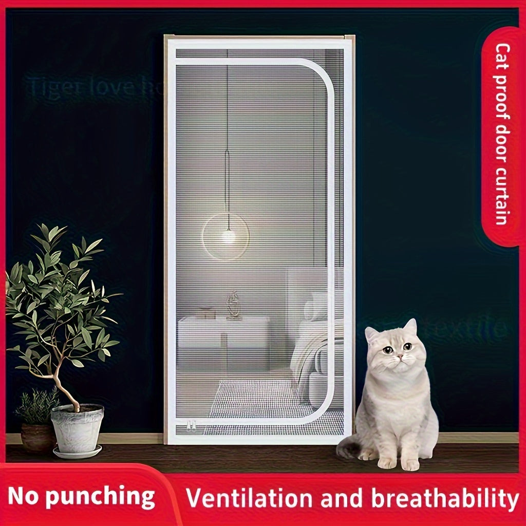 Durable Double Line Sewing Cat Proof Door Curtain - Pet Gate for Cats, Made of Sturdy PP Material