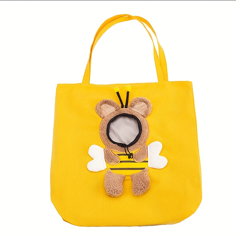 Nylon Pet Carrier Bag with Head-Out Design, Snap Closure, Adjustable Strap & Safety Rope Buckle for Small Cats and Dogs - Soft-Sided Portable Shoulder Carry Tote with Animal Shape