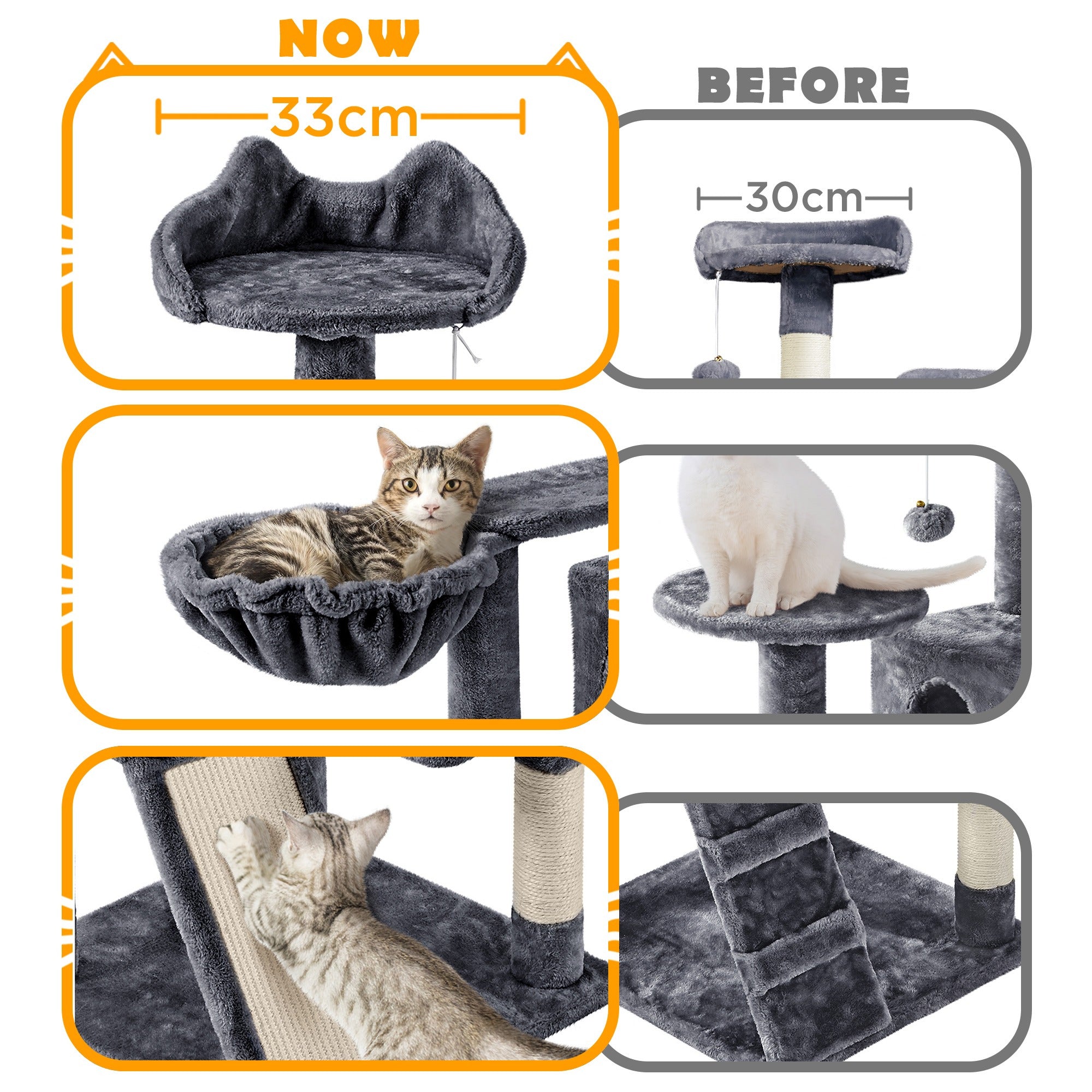 Costoffs Cat Tree, Cat Tree Tower, 145cm Multi-Level Cat Tree Tower with 2 Condos, Dangling Balls, Ladder, Sisal Scratching Posts, Round Platform, Cosy & Stable Indoor Cat Kitten Furniture, Activity Centre, Scratching Tree