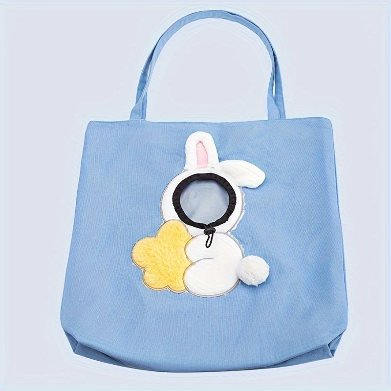 Nylon Pet Carrier Bag with Head-Out Design, Snap Closure, Adjustable Strap & Safety Rope Buckle for Small Cats and Dogs - Soft-Sided Portable Shoulder Carry Tote with Animal Shape
