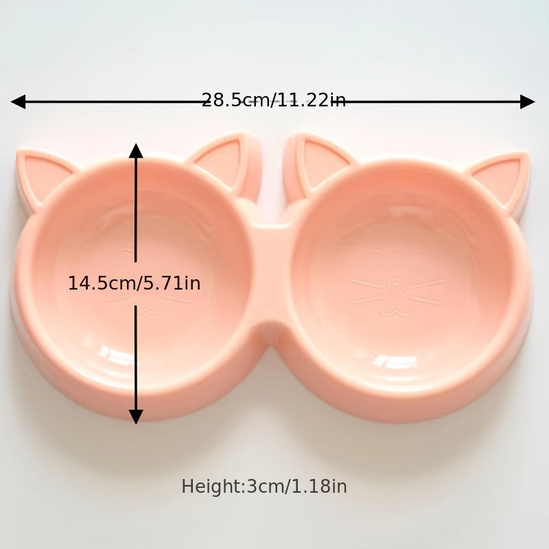 Dual Pet Feeding Bowls for Cats & Small Dogs - Non-Slip, Easy Clean Plastic Food and Water Dish Set