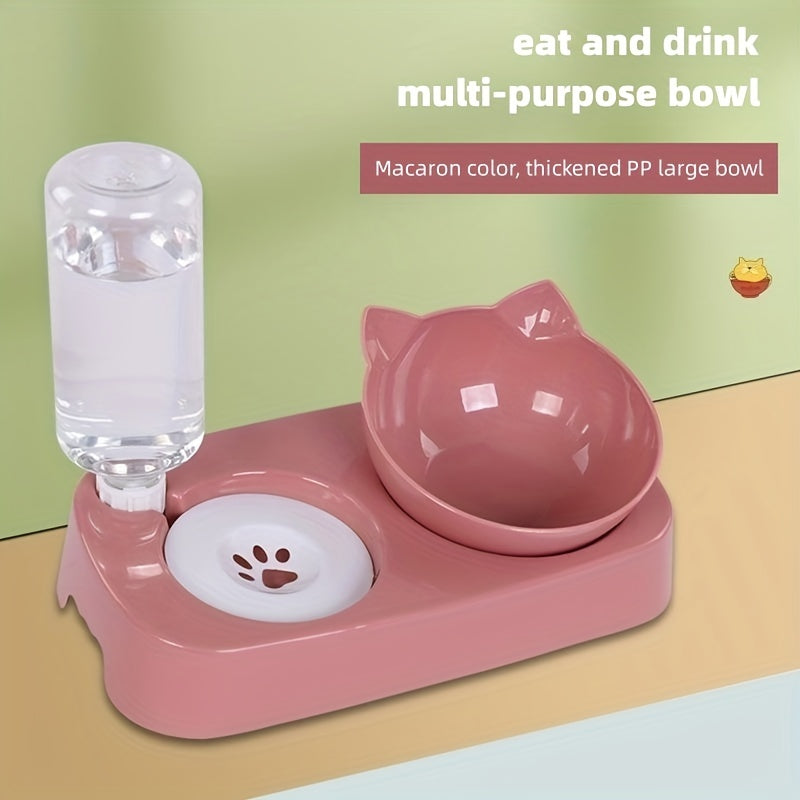 1pc Premium Cat Water & Food Bowl Set - Automatic Dispenser with Elevated Feeder, Two-in-one Hygienic Solution for Healthy Feeding, Modern & Convenient Design for Your Furry Friend