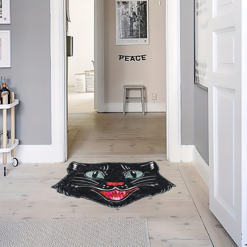 1pc Cute Black Cat Multifunctional Floor Mat - Idea For Halloween Room Decor And Home Decor!