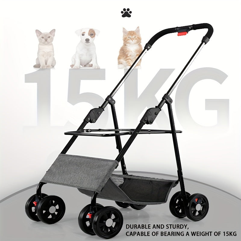 Lightweight And Foldable Pet Stroller For Small And Medium-sized Dogs And Cats, Portable And Detachable For Walking Small Dogs