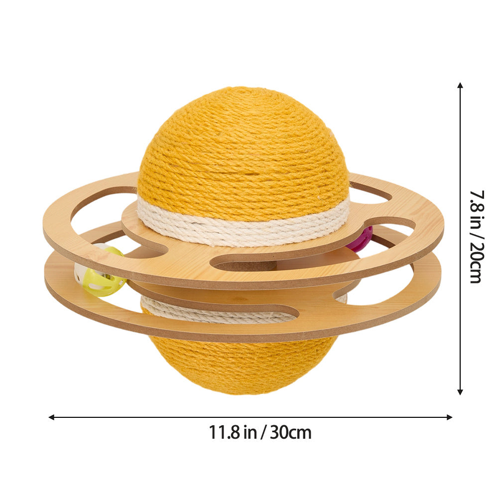 Cat Scratching Ball Toy Kitten Interactive Toy with Ball Track, Sisal Protecting Furniture Stylish Look Double Sides Use Pet Teasing Gadget Ball for Indoor Home