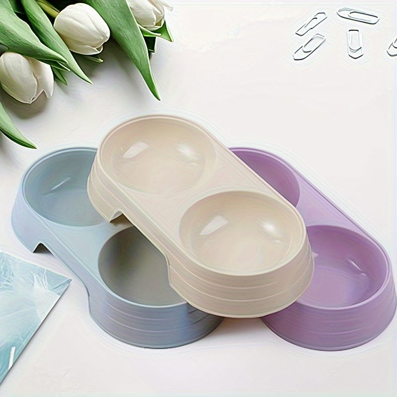 Cat Food and Water Bowl Set, Dual-Compartment Feeding Dish, Non-Slip Pet Feeding Station, Durable PP Material, Ideal for Cats