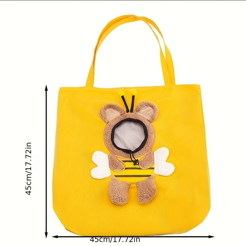Nylon Pet Carrier Bag with Head-Out Design, Snap Closure, Adjustable Strap & Safety Rope Buckle for Small Cats and Dogs - Soft-Sided Portable Shoulder Carry Tote with Animal Shape