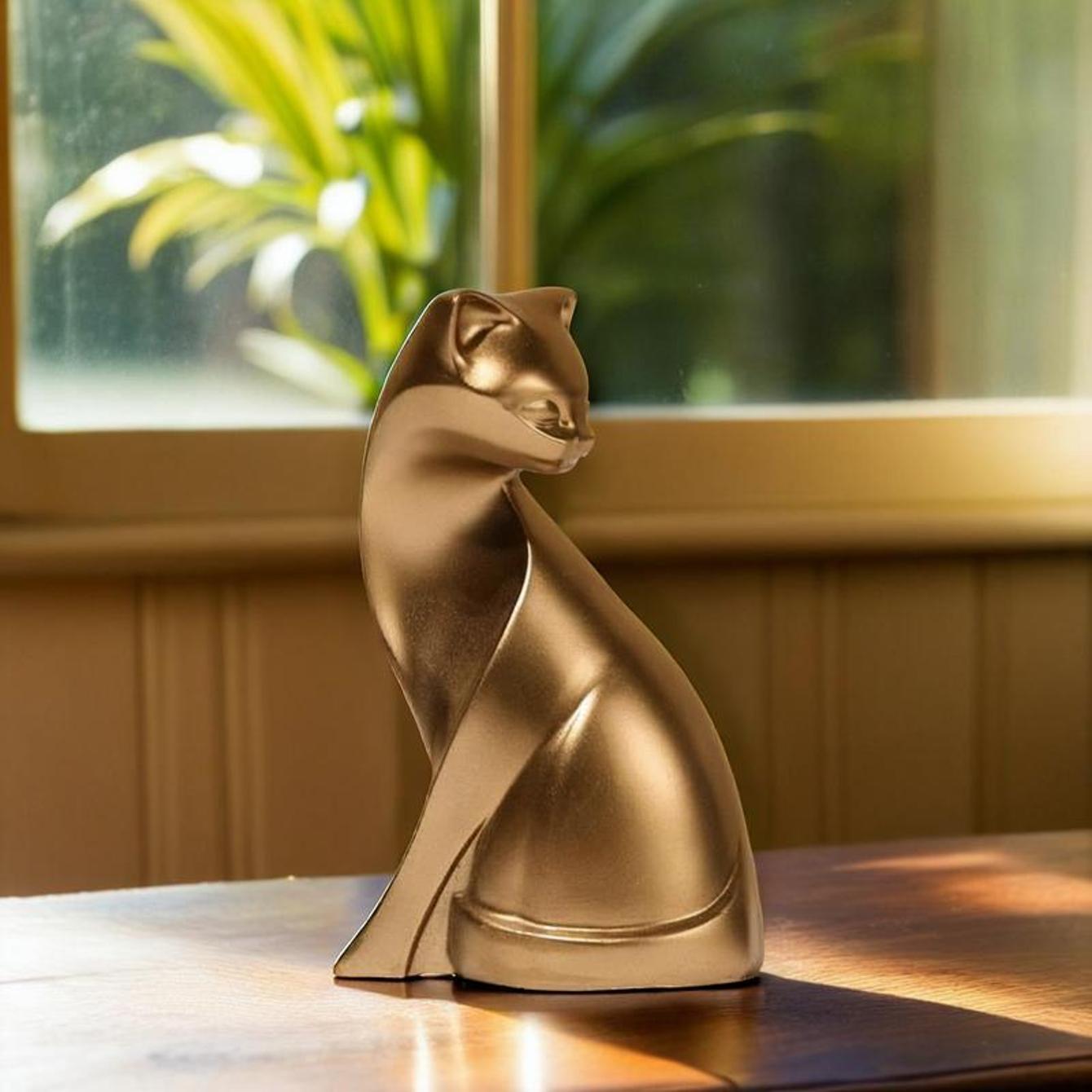 Vintage Copper Cat Figurine - Charming Resin Statue with Cute Sitting/lying/standing Cat Decor for, Shelf, Tabletop - Durable & Easy-Care Collectible Gift for Cat Lovers