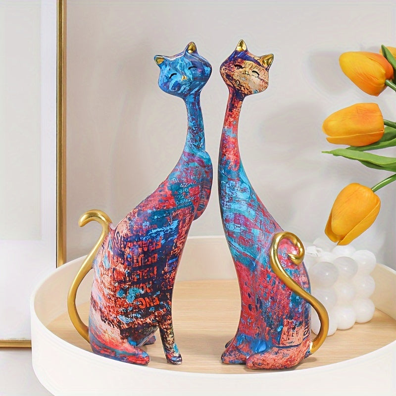 2pcs Adorable Cat Couple Ornaments for Valentine's Day and Home Decor - Perfect Holiday Gift for Living Room, Study, TV Cabinet, and Office Desktop