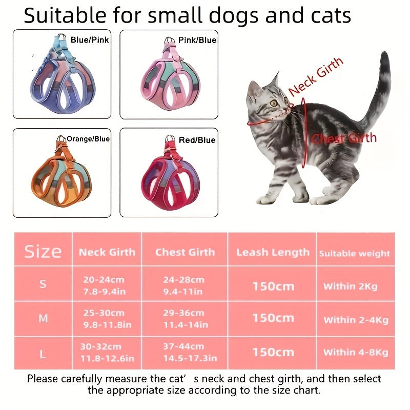 Ultimate Escape-Proof Cat Walking Harness Vest - Adjustable, Anti-Leak, Breathable, Reflective, Comfortable Design - Perfect for Outdoor Adventures with Your Furry Friend!
