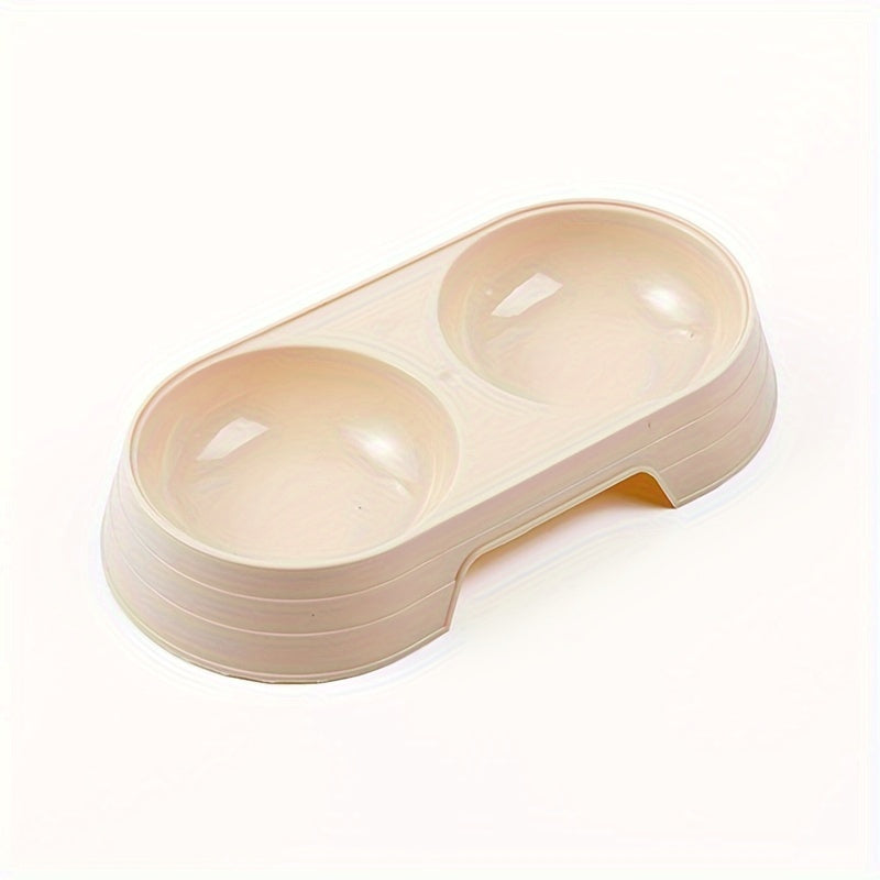 Macaron-Inspired Dual Pet Bowls for Cats & Dogs - Non-Slip, Easy Clean Plastic Feeding and Watering Station