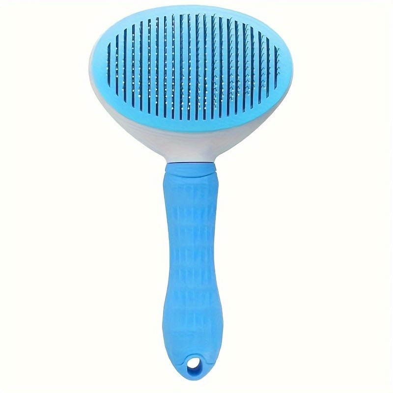 One-Click Easy Clean Pet Hair Remover Brush - Stainless Steel Grooming Rake for Dogs and Cats with No Battery Required