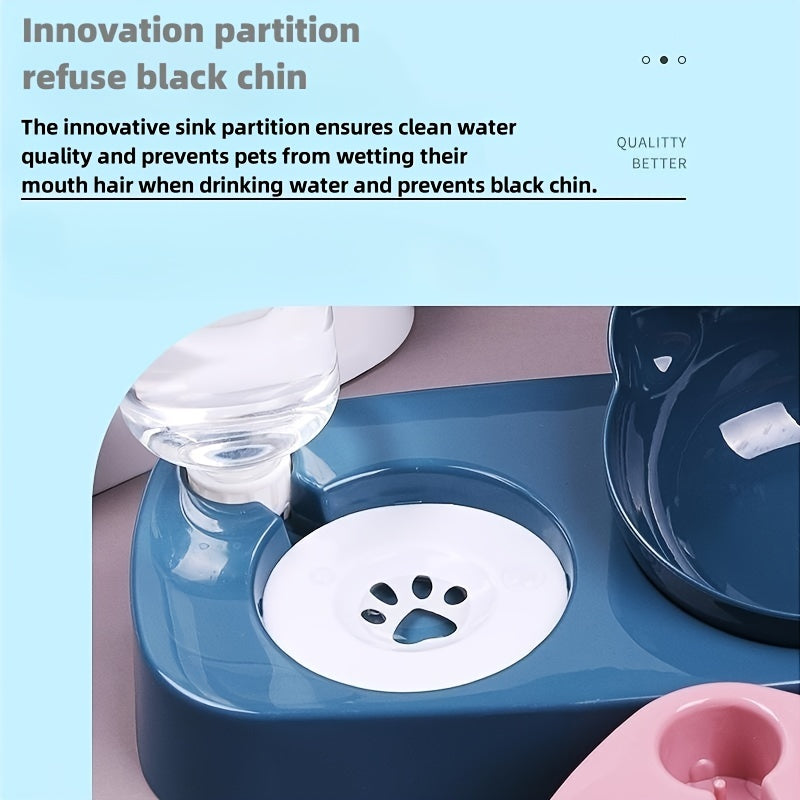 1pc Premium Cat Water & Food Bowl Set - Automatic Dispenser with Elevated Feeder, Two-in-one Hygienic Solution for Healthy Feeding, Modern & Convenient Design for Your Furry Friend