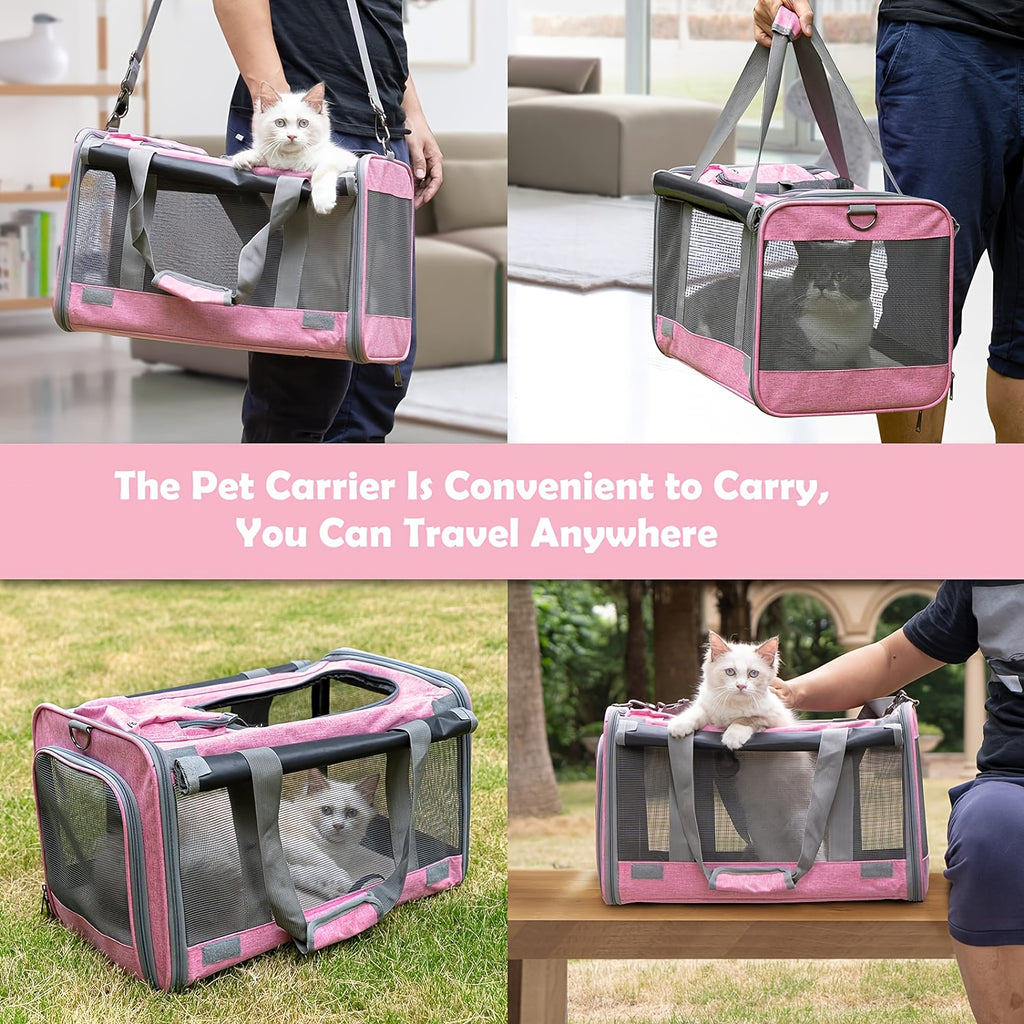 Soft-Sided Pet Carrier for Large and Medium Cats - Travel Conveniently with Privacy Protection