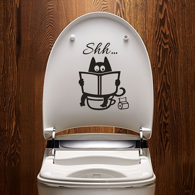 Black Simple Black Cat Toilet Sticker Wall Sticker, Sticky Painting For Living Room Bedroom Decoration