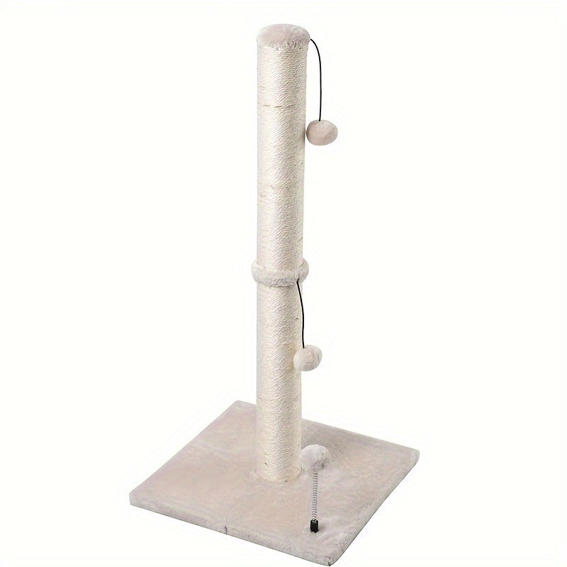 MECOOL 86.36cm Tall Cat Scratching Post with Hanging Balls - Sisal Scratch Pole for Adult Cats and Kittens