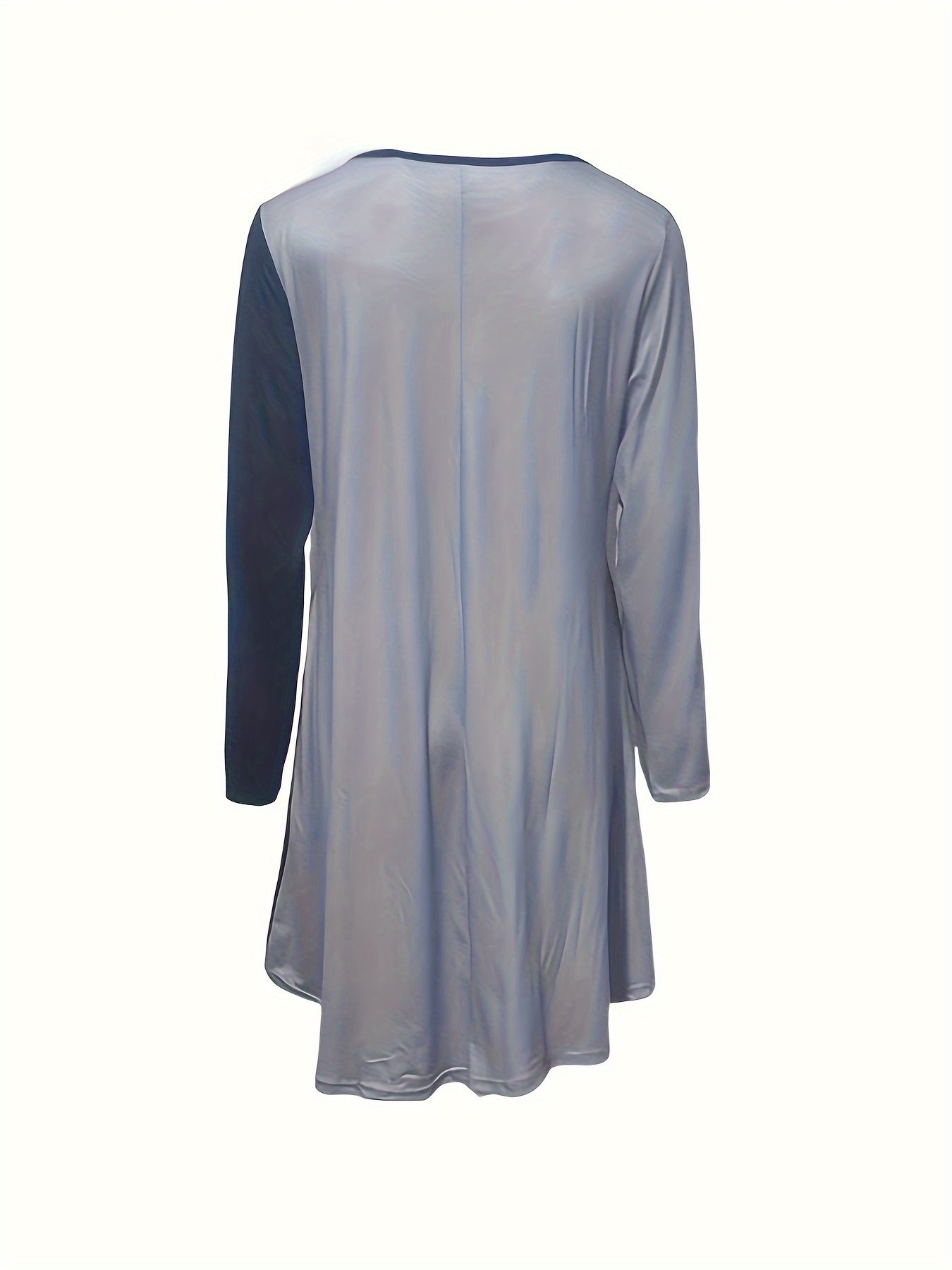 Long Sleeve Cat Print Casual Crew Neck Dress for Women, Spring & Fall Clothing