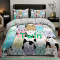 3pcs Fashion Duvet Cover Set, Cute Cartoon Cat Print Bedding Set, Soft Comfortable Breathable Duvet Cover, For Bedroom Guest Room Decor (1*Duvet Cover + 2*Pillowcase, Without Core)