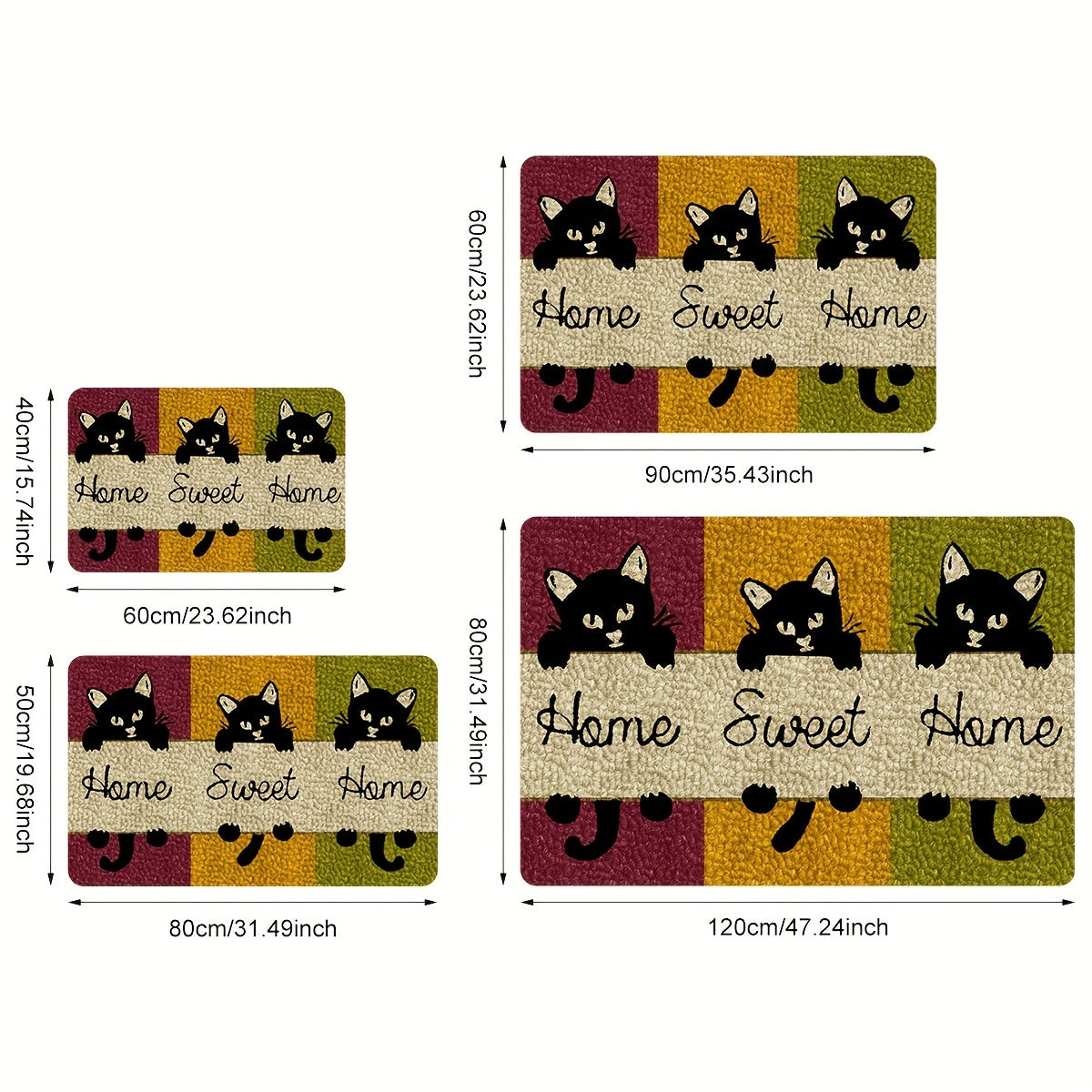 Charming Cat-Themed Door Mat 1pc - Non-Slip, Hand-Washable Rug - Perfect for Bedroom, Office, & Home Entryway Decor