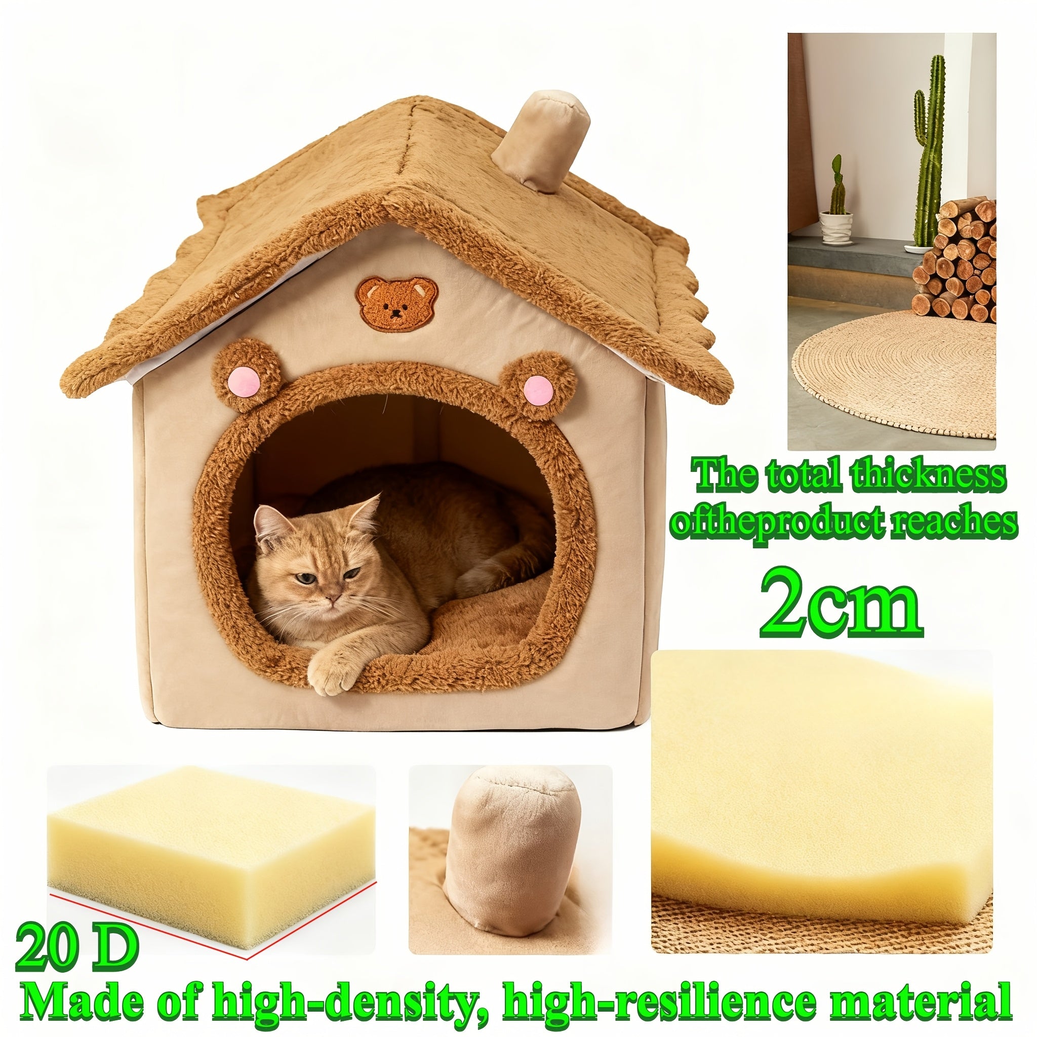 [Warm Pet Bed] Winter Warm 1pc Pet Bed House For Cats | Removable And Washable Cat House, Soft And Comfortable Puppy Cave Nest, Christmas Gift