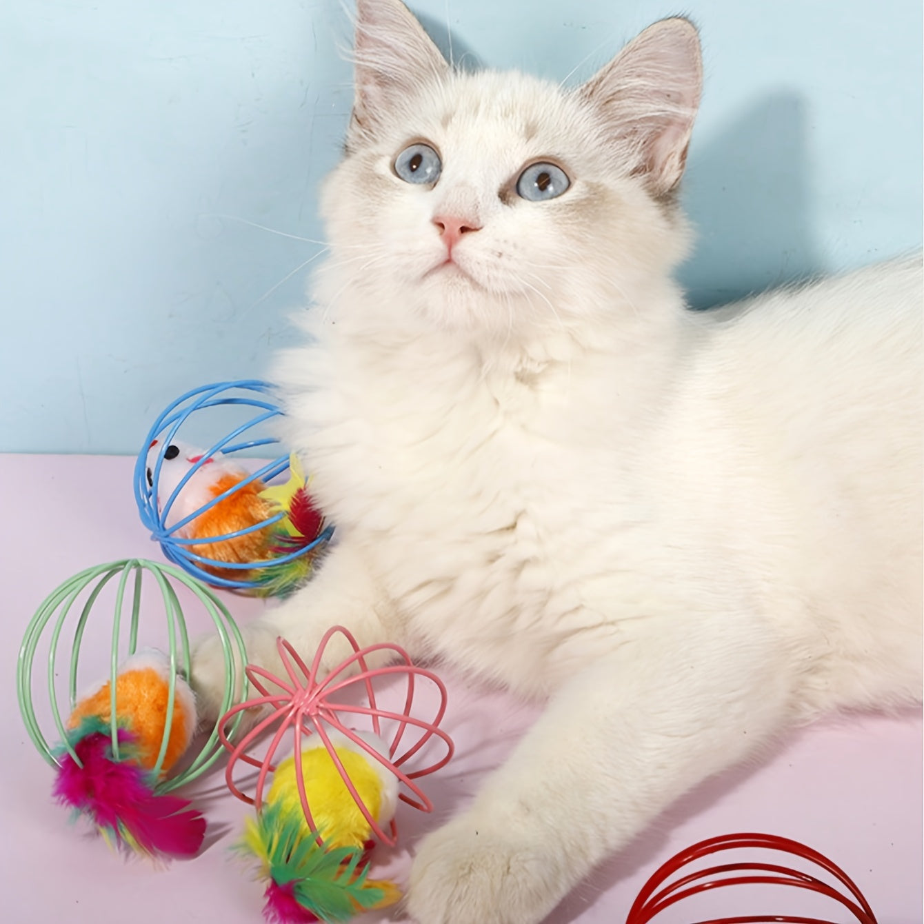 Ite-Resistant Cat Teaser Toy Cage Mouse Toy, Colorful Artificial Cat Toys, Kitten Indoor Play Toy