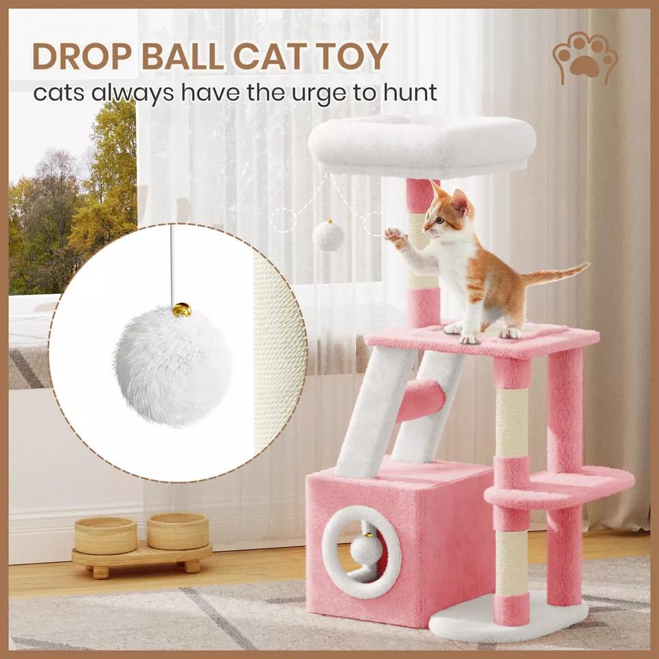 Dogat 107cm High - Quality Multilevel Cat Tree Tower with Scratching Posts - The Perfect Indoor Climbing House Condo for Your Feline Friend
