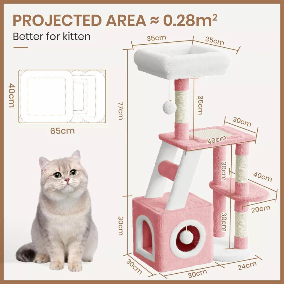 Dogat 107cm High - Quality Multilevel Cat Tree Tower with Scratching Posts - The Perfect Indoor Climbing House Condo for Your Feline Friend