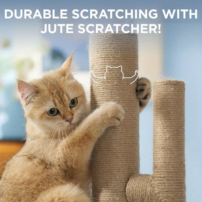 Lesure Medium-Sized Cactus Cat Scratching Post with Durable Carpet Base - Sturdy Kitten Play Tower, 65cm