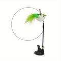 1pc Feather Decor Cat Wire Teaser Stick With Suction Cup For Cat Interactive Supply