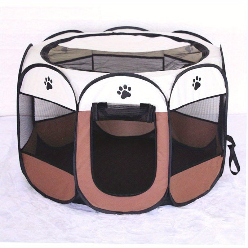 Scratch-Resistant Oxford Cloth 1pc Foldable Octagon Pet Playpen Tent - Traditional Style Indoor/Outdoor Puppy & Kitten Enclosure - Perfect Christmas Gift for Cats & Dogs